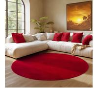 SIMPEX Tapis Rond Rouge 200 cm Tapis à Poils Courts Lavable, Rond, Antidérapant et Doux, Design Monochrome Moderne pour Salon, Chambre, Cuisine et Chambre d'enfant