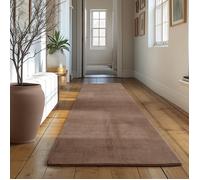Tapis SIMPEX Runner 80x250 cm Poils Courts Lavable, Antidérapant et Doux, Design Moderne pour Chambre Marron