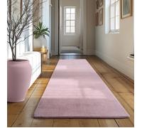 SIMPEX Tapis Runner Rose 80x250 cm Tapis à Poils Courts Lavable, Antidérapant et Doux, Design Monochrome Moderne pour Chambre, Cuisine et Couloir