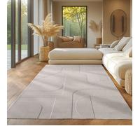 SIMPEX Tapis Scandinave Design Boho Crème Unie 240x340 cm, Décoratif Facile d'Entretien, Effet 3D Lavable Salon & Chambre