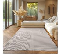 Tapis SIMPEX scandinave uni boho crème 140x200 cm, Tapis décoratif doux et lavable avec effet 3D, salon et la chambre à coucher