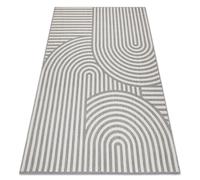 Tapis SIZAL FLAT 49376637 Rayures cercles gris/crème 140x200 cm