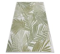 Tapis SIZAL SION Feuilles de palmier tropical 2837 tissé à plat ecru / vert 140x190 cm