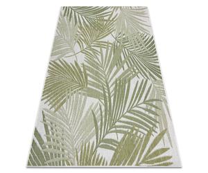 Tapis SIZAL SION Feuilles de palmier tropical 2837 tissé à plat ecru / vert 180x270 cm