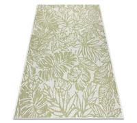 Tapis SIZAL SION Feuilles tropical 22128 tissé à plat ecru / vert 140x190 cm