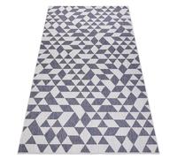 Tapis SIZAL SION Géométrique Triangles 22373 tissé à plat ecru / bleu / rose 160x220 cm