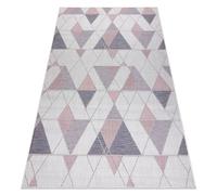 Tapis SIZAL SION Géométrique Triangles 3006 tissé à plat ecru / rose 160x220 cm