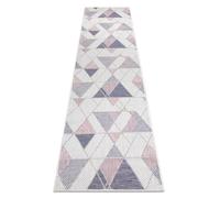 Tapis SIZAL SION le tapis de couloir Géométrique Triangles 3006 tissé à plat ecru / rose 80x200 cm