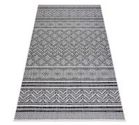 Tapis SIZAL SION ZIGZAG Diamants Boho 22168 tissé à plat noir / ecru 120x170 cm