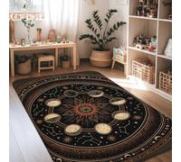 Tapis solaire céleste bohème lune étoiles, sans noir, poils courts avec bordure en éponge pour salon, chambre à coucher, salle de ortoir, 1,2 x 1,8 m