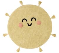 Lorena Canals Tapis Lavable You're My Sunshine - Jaune Clair, Gris foncé, Pêche - 97% Coton 3% Autres fibress Base : Coton recyclé - Ø100 cm