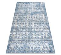 Tapis Structural SOLE D3732 aztèque diamants - tissé à plat bleu / beige 120x170 cm