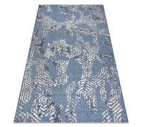 Tapis Structural SOLE D3841 hexagones - tissé à plat bleu / beige 160x220 cm