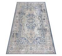 Tapis Structural SOLE D3871 Ornement cadre - tissé à plat bleu / beige 80x250 cm