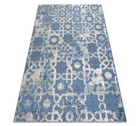 Tapis Structural SOLE D3881 Ornement - tissé à plat bleu / beige 140x190 cm
