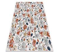 Tapis Structurel BOTANIC 65239 fleurs tissé à plat sur balcon terrasse - écru 157x220 cm