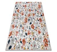 Tapis Structurel BOTANIC 65239 fleurs tissé à plat sur balcon terrasse - gris 117x170 cm
