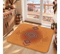 Tapis Sud-Ouest à motif géométrique losanges 0,6 x 0,9 m | Imprimé géométrique du sud-ouest, couleur orange terreux, style tribal rustique, décoration d'entrée bohème
