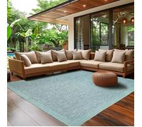 SIMPEX Tapis d'Extérieur pour Terrasse, Balcon et Jardin, Tapis de Cuisine Uni, Design Résistant aux Intempéries, Tissage Plat Effet Sisal, Tapis Lavable 200 x 290 cm, Bleu