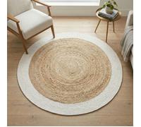 Tapis - THE DECO FACTORY - FUNNY JUTE ROND BANDE - Jute/Coton - Ø120 cm - Bande blanche
