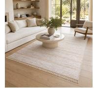 Tapis - THE DECO FACTORY - TOFOU_BLANC NATUREL - Rectangulaire 60x110 cm - Jute & coton recy ranges rayé noir/beige