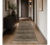 Tapis - THE DECO FACTORY - TOFOU_NOIR NATUREL - 60x110 cm - Jute & coton recyclé - Rayé noir/beige