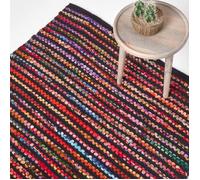 HOMESCAPES - Tapis tissé Chindi Multicolore, Fabrication Artisanale - Folk - 160 x 230 cm
