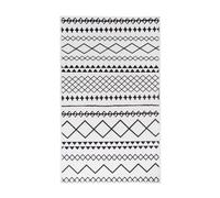 Tapis Tissé Imprimé à Poils Plats Maya IV Blanc & Noir 120 x 180 cm