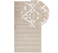 Tapis Tissé Plat avec Motif Géométrique Boho 80 x 150 cm en Jute Beige Atima