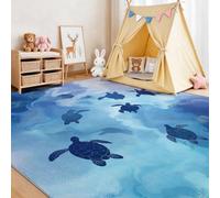 Tapis Tortue Marine Eaux Tourbillonnantes Naturel Océan | Tapis Lavable Machine Salon 180 x 240 cm Antidérapant Doux, Chambre Cuisine Entrée Salon Décoration Maison