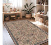 Tapis traditionnel motif treillis floral médaillon 1,2 x 1,8 m