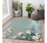 Tapis Traditionnels Chinois Vintage 60x90 Tapis lavables | Tapis élégants en magnolia Art l’encre moquette intérieure douce poil bas antidérapante pour salon chambre