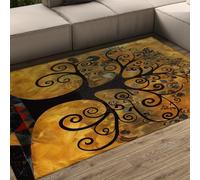 Tapis Tree of Life Area 120x180 Tapis lavables pour Salon Chambre Motif Golden Classic Trees antidérapant bohème ou Salle Manger Bureau Art Abstrait Luxueux Sol Poils Bas