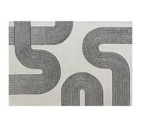 Tapis tufté 100% laine - 160 x 230 cm - Blanc et noir - 2300g/m² - NOCENO