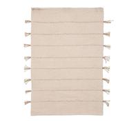 Tapis ""Tula"" en coton avec pompon en jute 60x90cm - Atmosphera createur d'interieur - Blanc