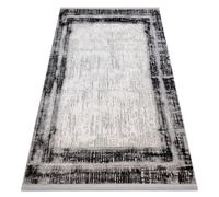 Tapis TULS structural franges 51235 vintage cadre anthracite 80x150 cm