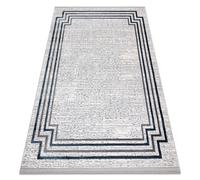 Tapis TULS structural franges 51242 cadre ivoire / bleu 160x220 cm
