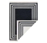 Tapis TWIN 22990 Cadre Coton double face Franges écologiques - noir / crème 80x150 cm