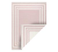 Tapis TWIN 22990 Cadre Coton double face Franges écologiques - rose / crème 80x150 cm