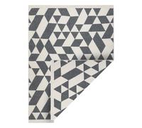 Tapis TWIN 22992 géométrique Coton double face Franges écologiques - anthracite / crème 180x270 cm