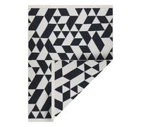 Tapis TWIN 22992 géométrique Coton double face Franges écologiques - noir / crème 200x290 cm