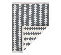 Tapis TWIN 22994 géométrique triangles Coton double face Franges écologiques - anthracite / crème 160x220 cm