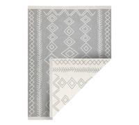Tapis TWIN 23000 Boho Coton double face losanges Franges écologiques - gris / crème 160x220 cm