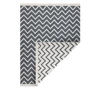 Tapis TWIN 23002 ZigZag Coton double face Franges écologiques - anthracite / crème 120x170 cm