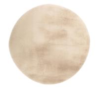 Tapis Uni Rond Doux à Poils Longs Rabbit Ivoire 120 cm