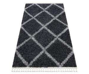 Tapis UNION 3482 Treillis gris Franges berbère marocain shaggy 140x190 cm