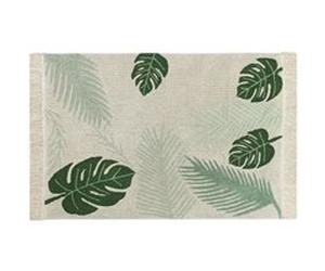 Tapis vert à courtes mèches lavable en machine tropical lorena canals Vert G