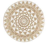 vidaXL Tapis fait à la main en jute imprimé floral rond blanc 120 cm