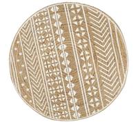 vidaXL - Tapis en jute fait à la main - 120 cm - Motif géométrique imprimé blanc - Style moderne