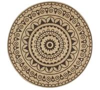 Vloerkleed handgemaakt met donkerbruine print 90 cm jute133704